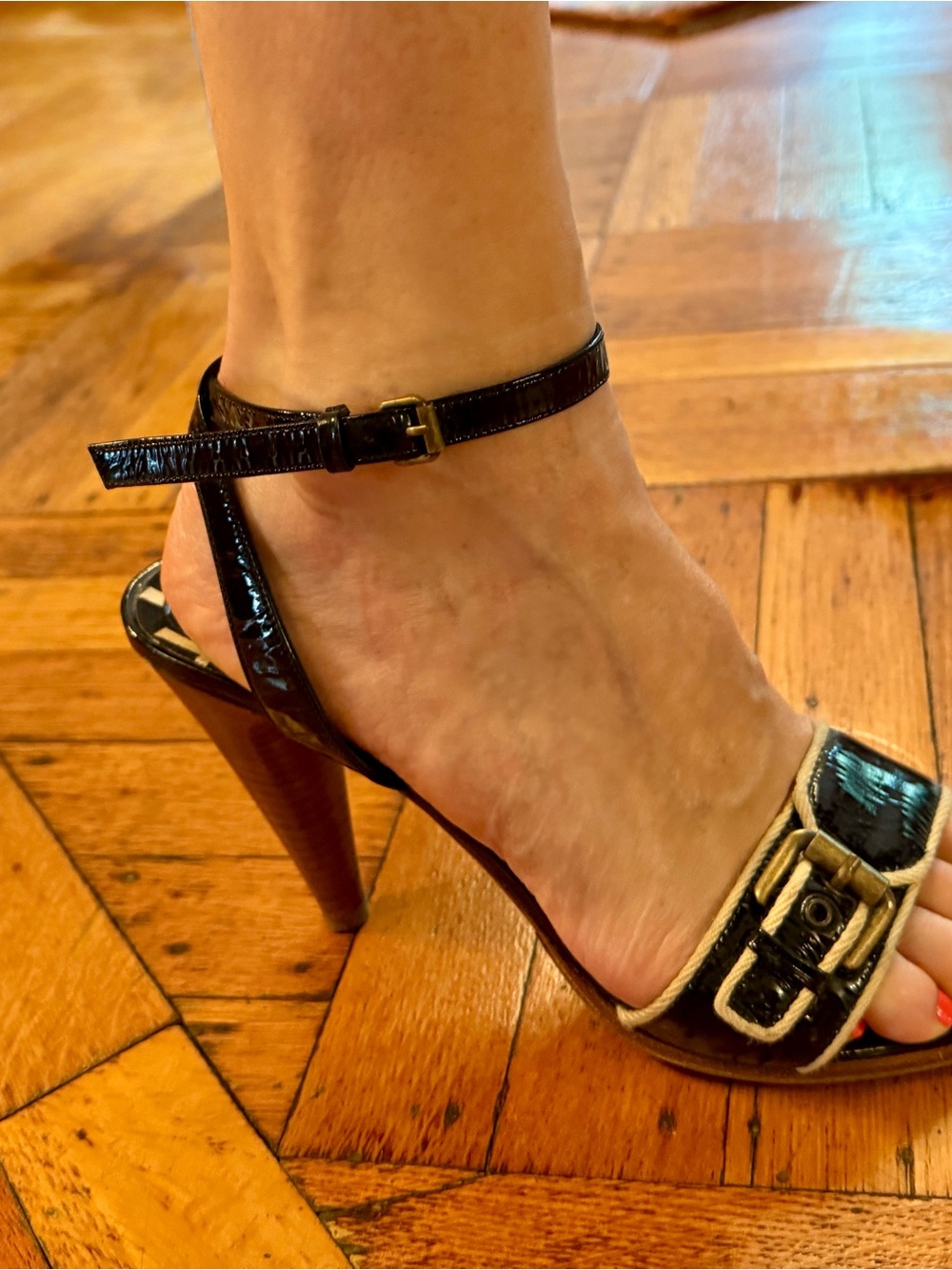 Marc By Marc Jacobs Black Patent Leather Ankle-Strap High Heels